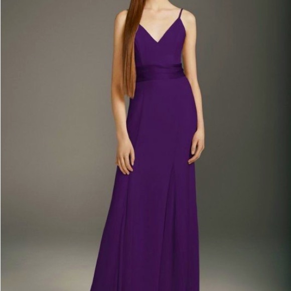 White by Vera Wang Dresses & Skirts - White by Vera Wang Maxi Bridesmaid Dress in Amethyst Belted Waist Sz 10